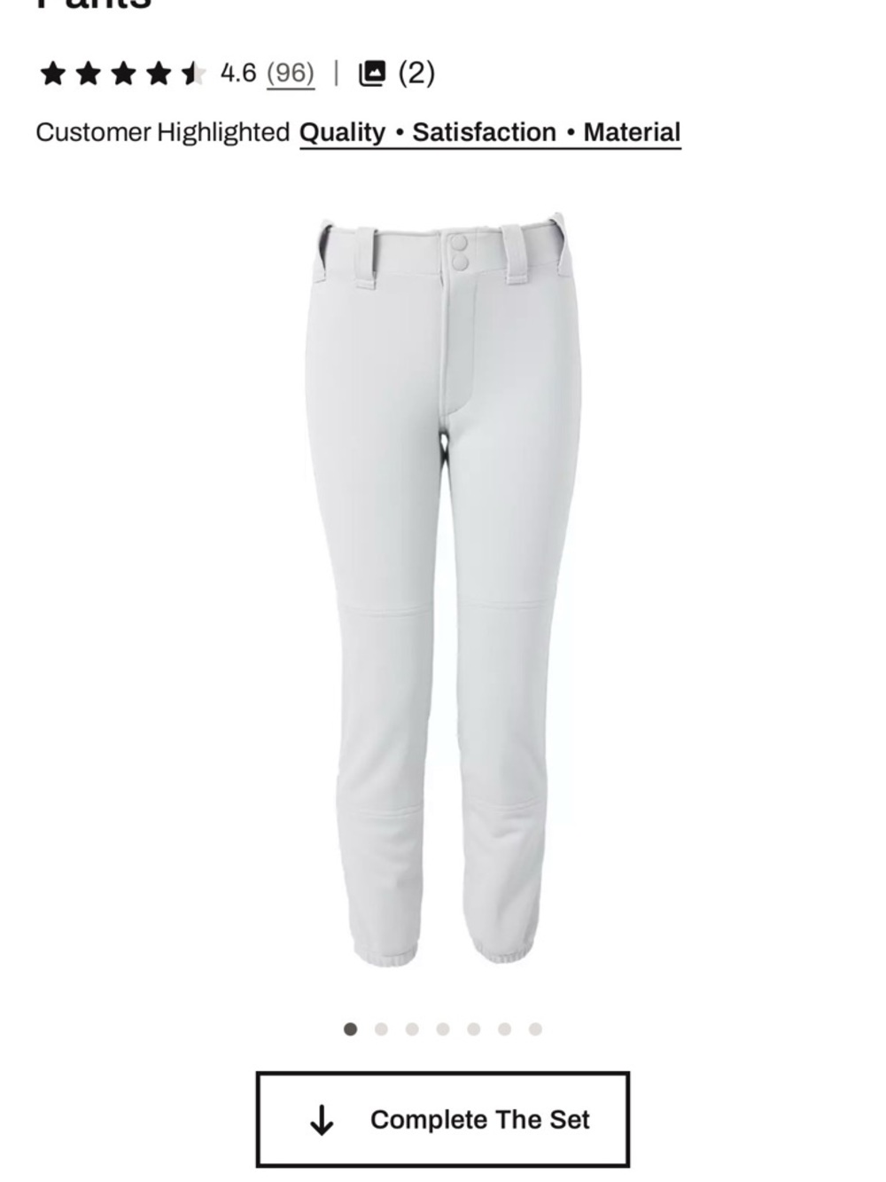 Mizuno White Kids Casual Baseball Pants